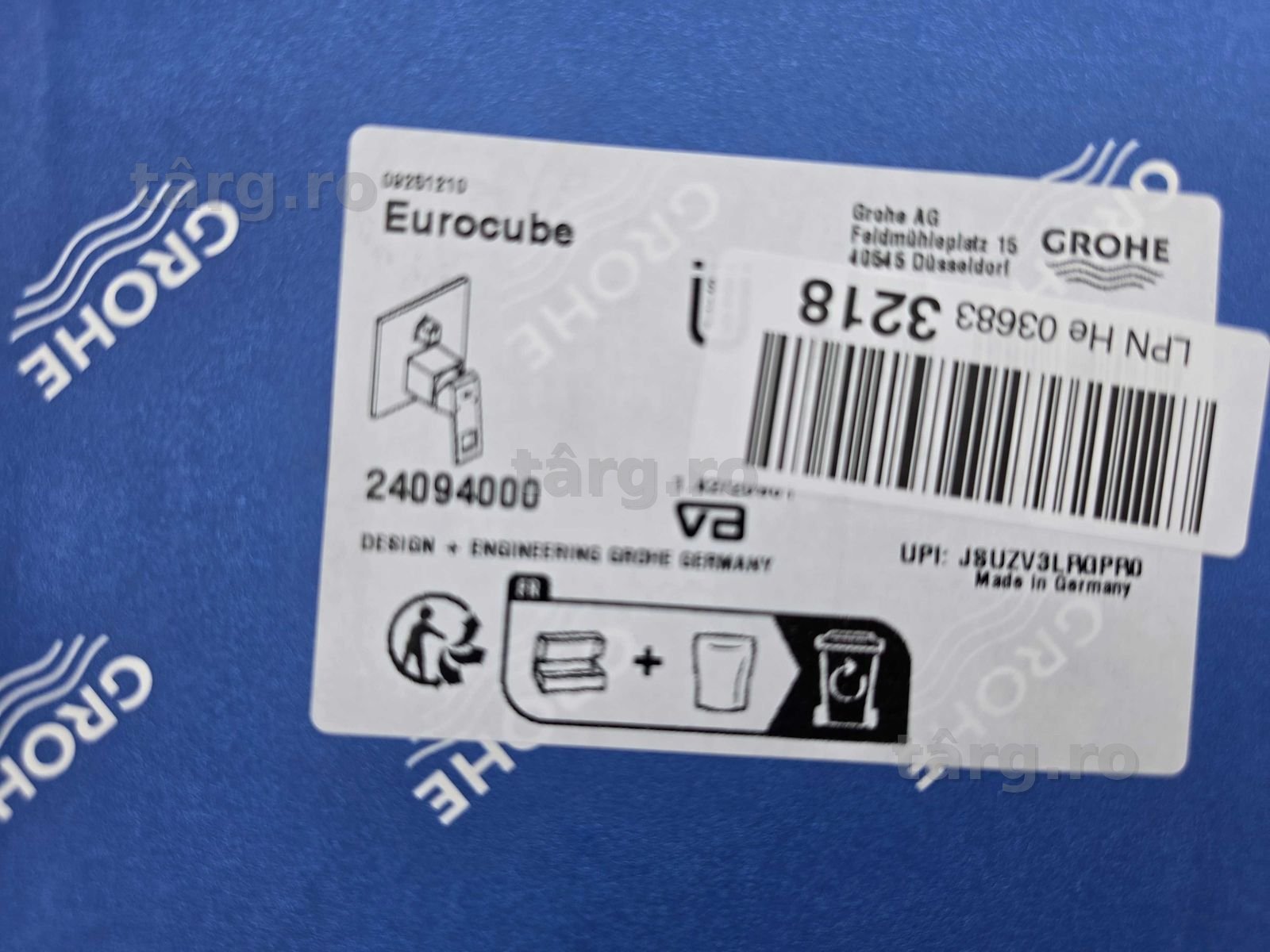 Baterie cada / dus incastrata Grohe Eurocube, patrata 6