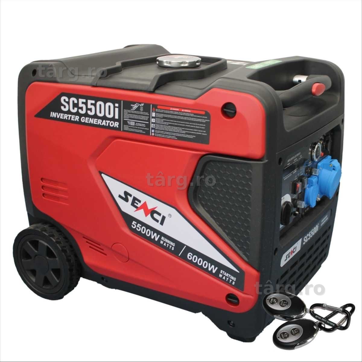 Generator de. curent digital de tip inverter SENCI SC5500iE putere maxima 6.0 kW 230V pornire electrica insonorizat, motor benzina