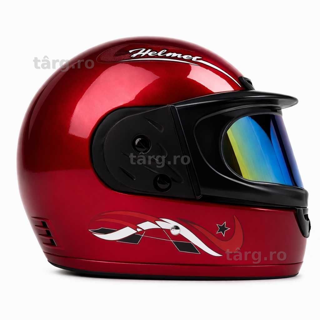 Casca Moto/Scuter/ATV, viziera dubla, marime universala, Rosu 3