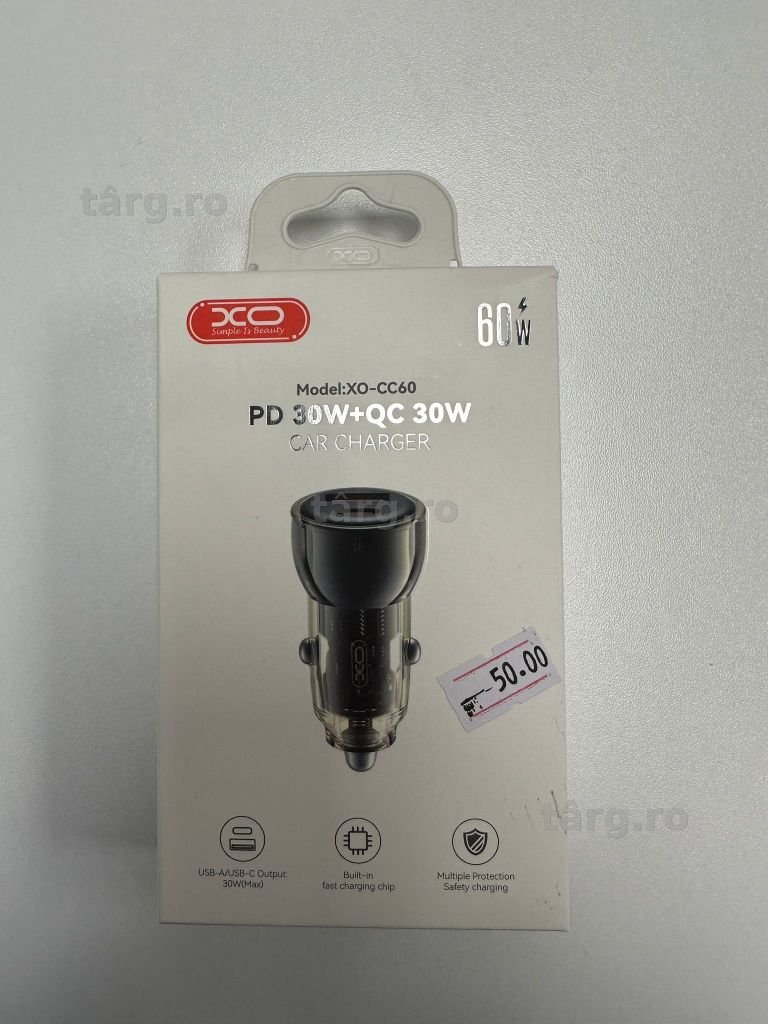 Incarcator Auto Fast Charge USB + Tip C