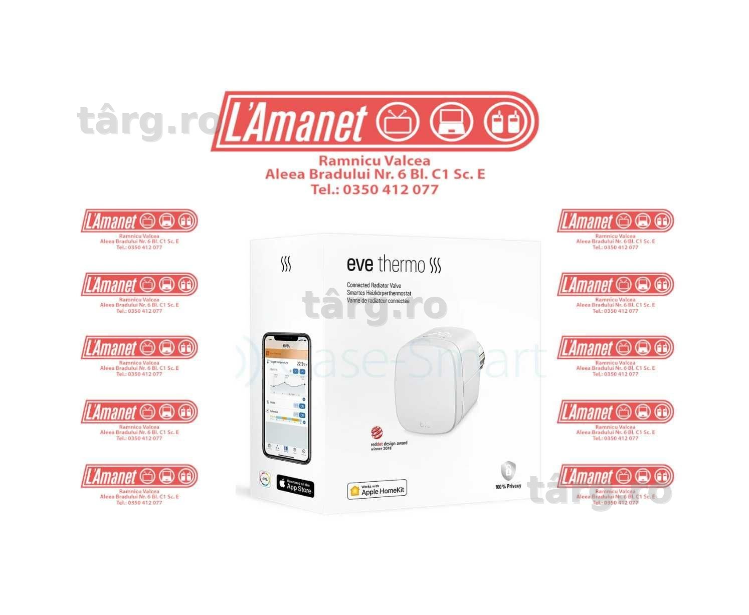 Cap termostatat inteligent Eve Thermo încălzire comună HomeKit Sigiliu