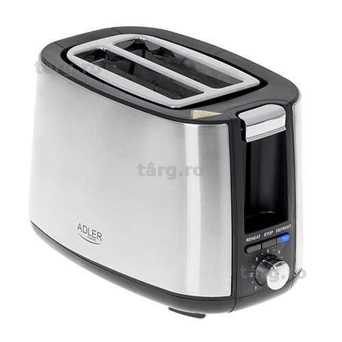 Prajitor de paine Adler AD 3214, 2 felii, 900 W, 7 niveluri rumenire