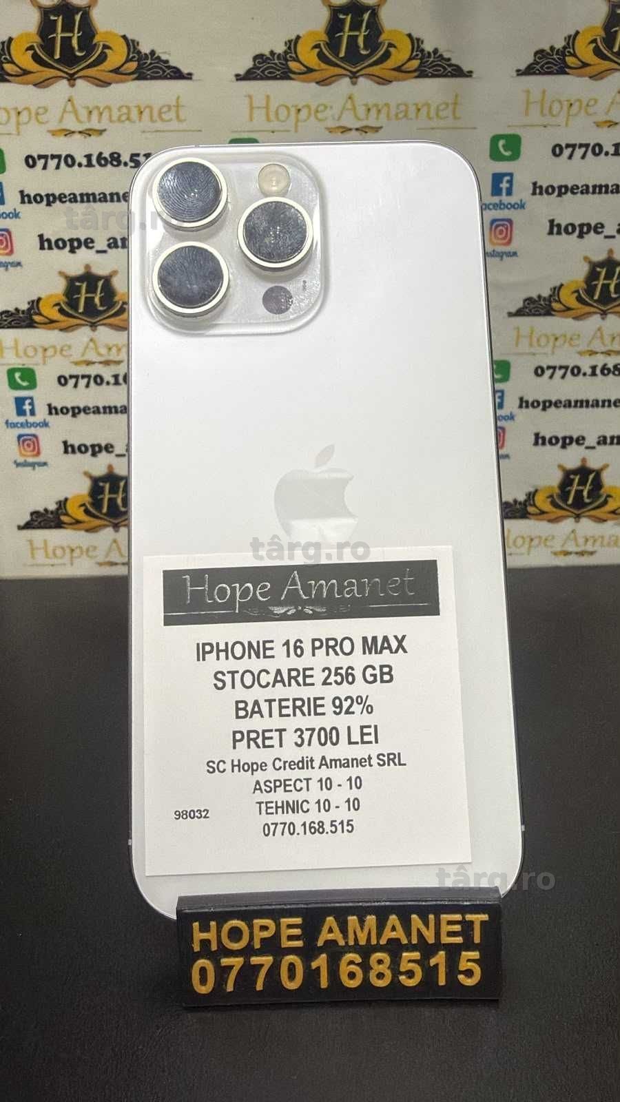 Hope Amanet P3 IPHONE 16 PRO MAX 256 GB / Baterie 92% 2