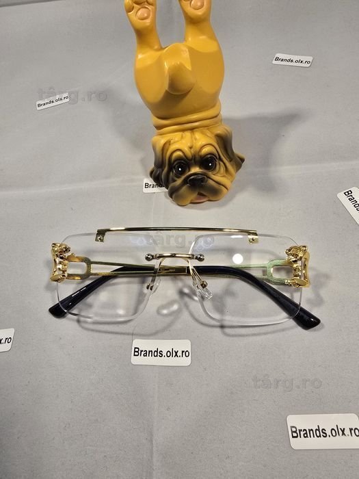 Set Ochelari de soare Cartier, Gold Frame, Transparent Lenses, 8809