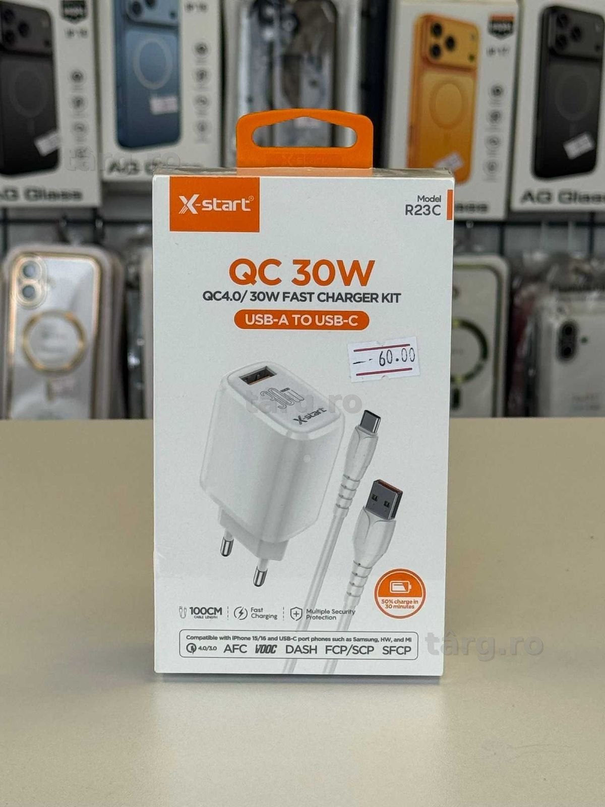 Incarcator + cablu USB A-USB C,incarcare rapida,30 w