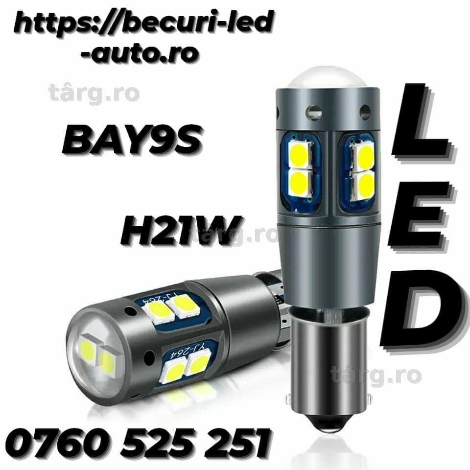 Set Două Becuri Led BAY9S/H21W Lumină Alb-Rece/Unghi 120°