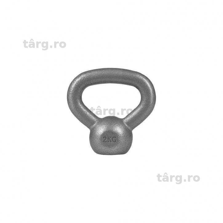 Kettlebell din fier 2kg Gorilla Sports, gri si negru