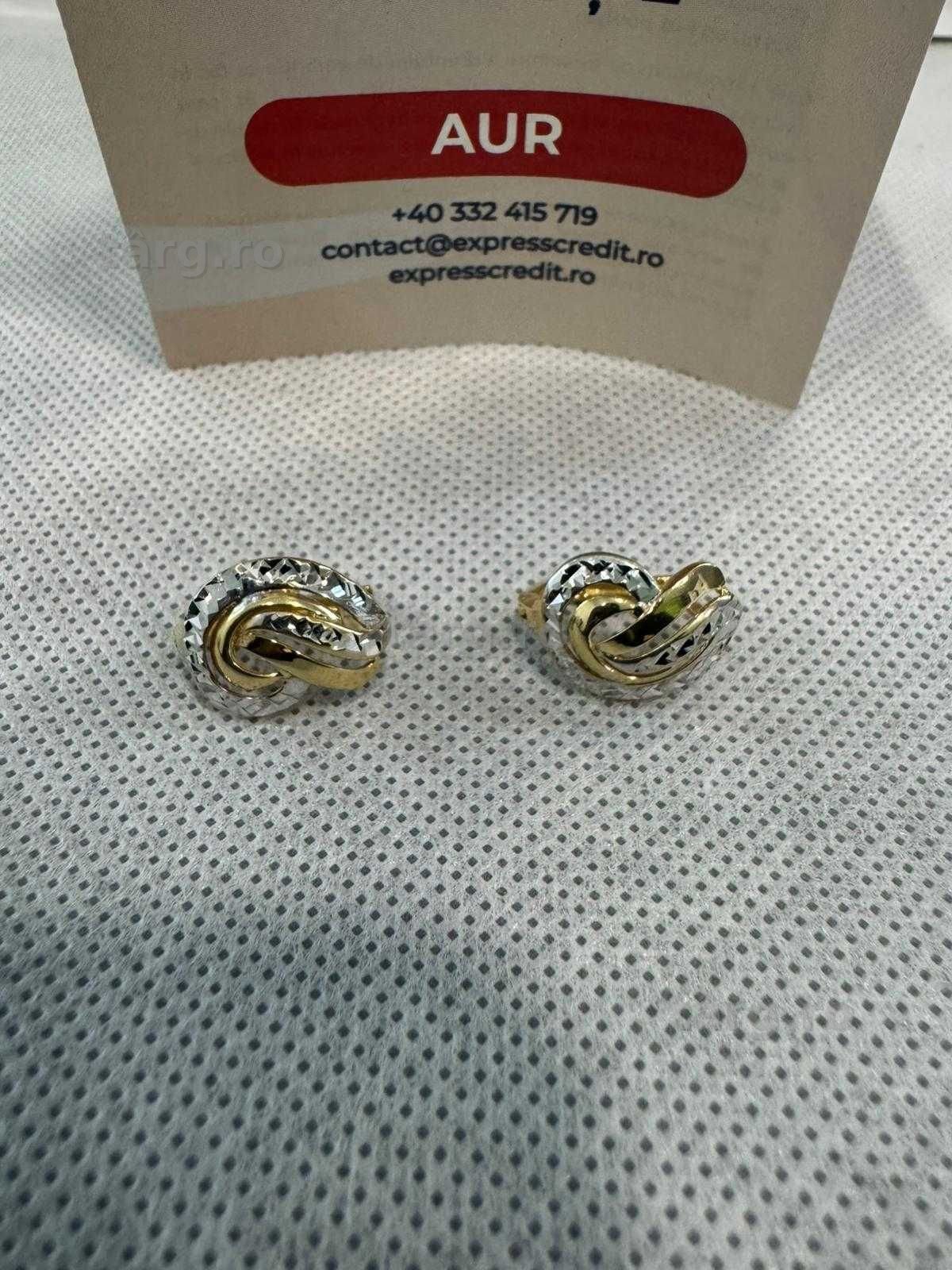 (Ag41) Cercei aur 14K B6060.1 - Certificat de garanție!