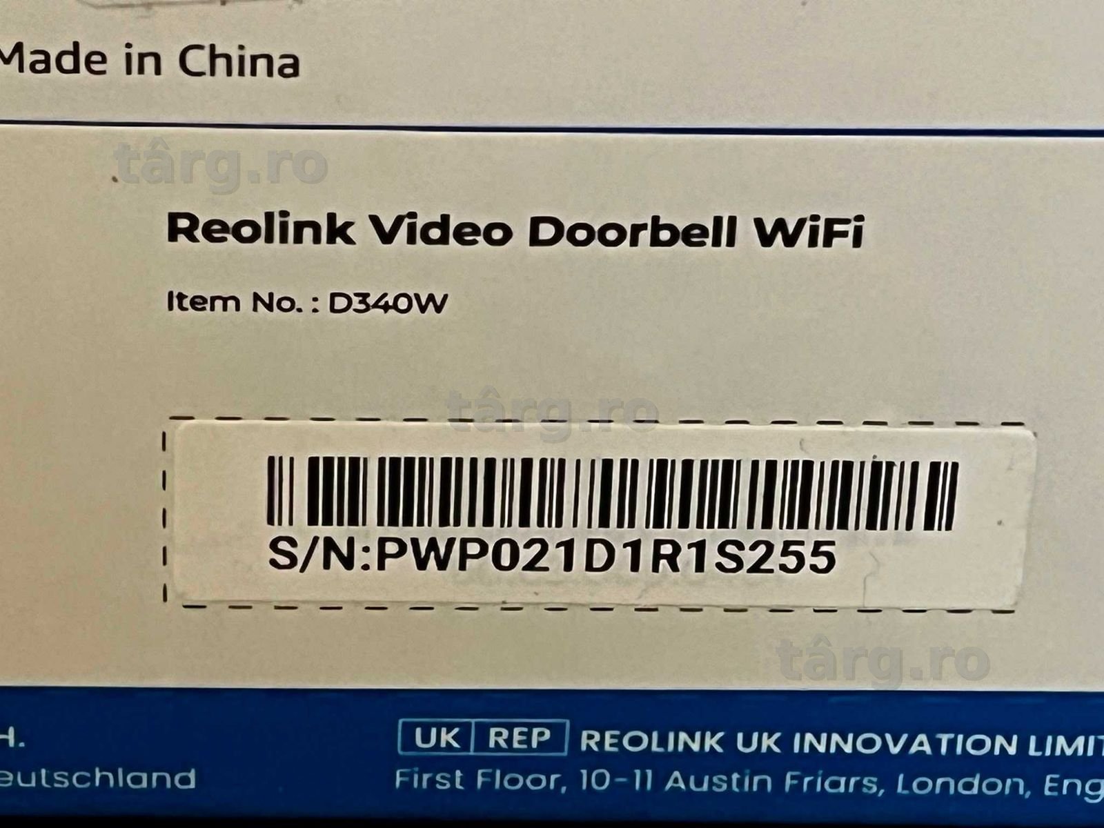 Reolink Sonerie Conectată cu Cameră cu Cablu Sonerie Video WiFi 5MP