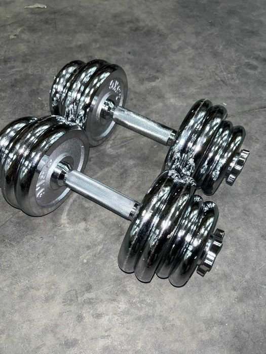 Set gantere reglabile cu discuri cromate 35kg - 2 x 17,5kg