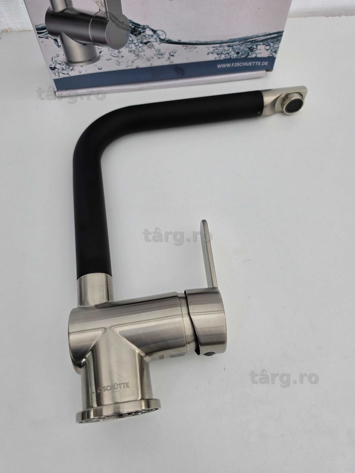 Baterie bucătărie monocomandă SCHÜTTE Rio finisaj inox/negru 79866