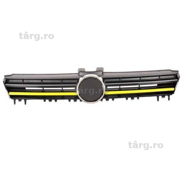 Grila VW Golf 7 cu linie Galbena cu loc emblema + emblema R400
