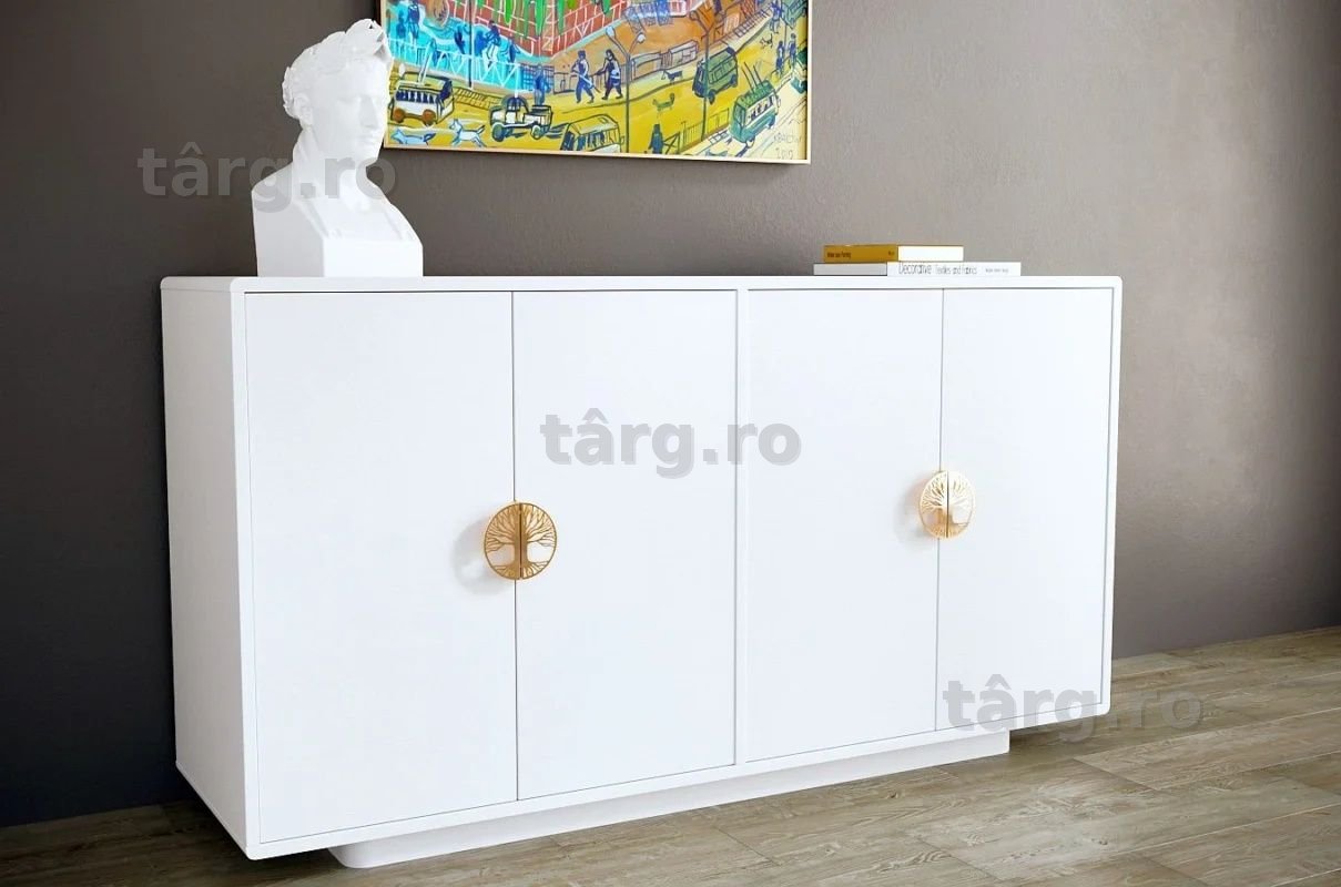 Comoda Lotus , Alb , 139 cm MDF
