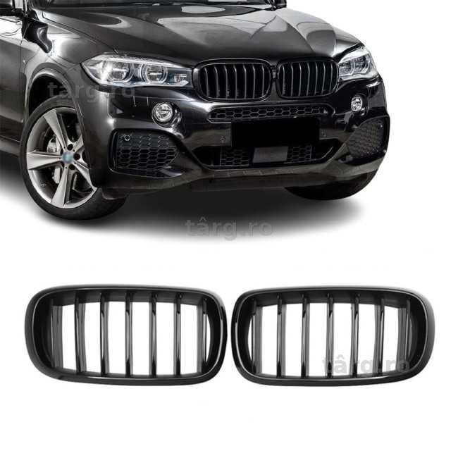 Grile Bara Fata Nari Simple BMW X5 F15 X6 F16, Negru Lucios