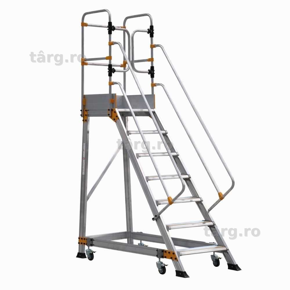 Platforma mobila cu autofranare PlatformEP EP6 din aluminiu, H lucru 3,75 m