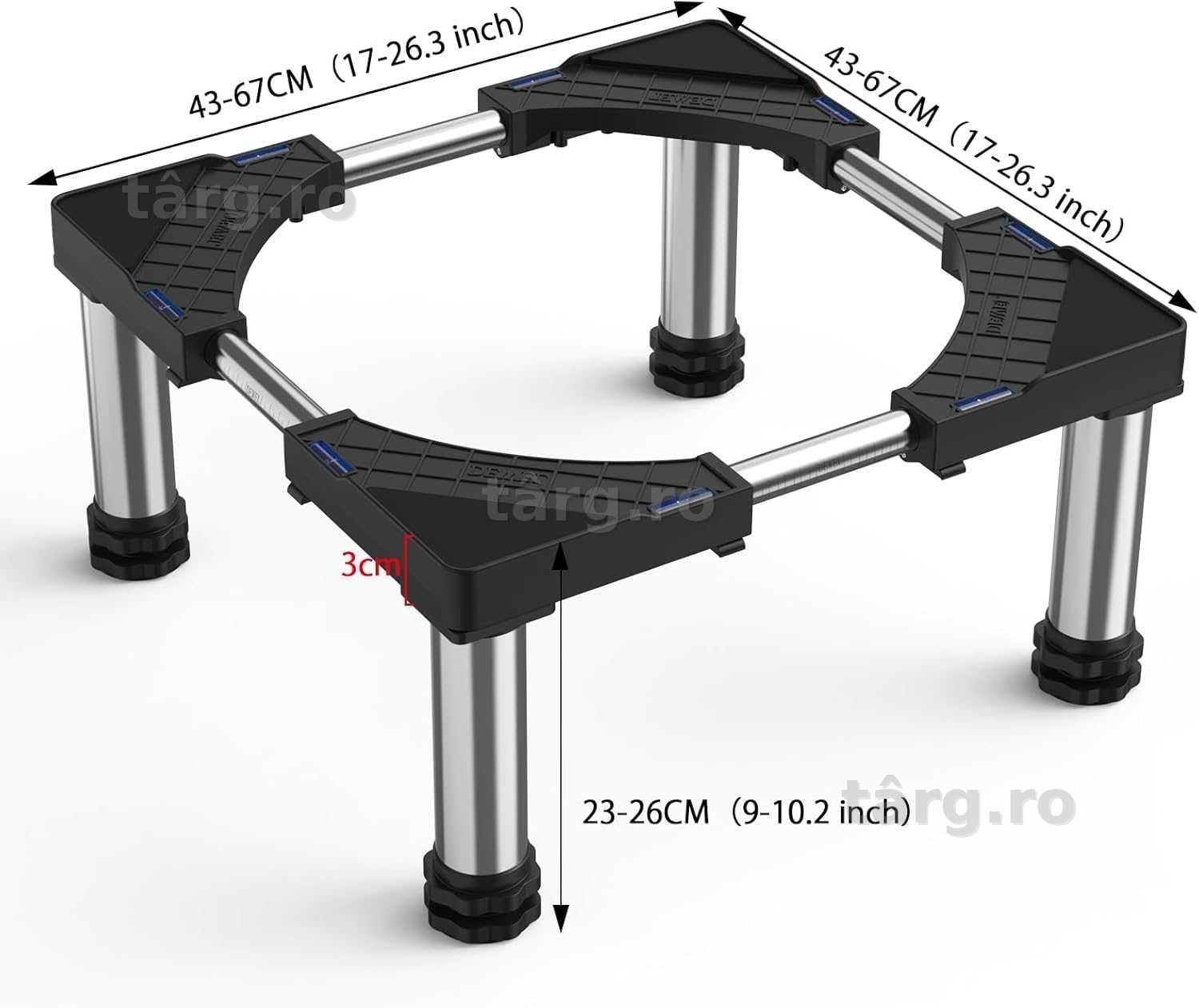 DEWEL suport pentru frigider / electrocasnice 23-26 cm, bază reglabilă