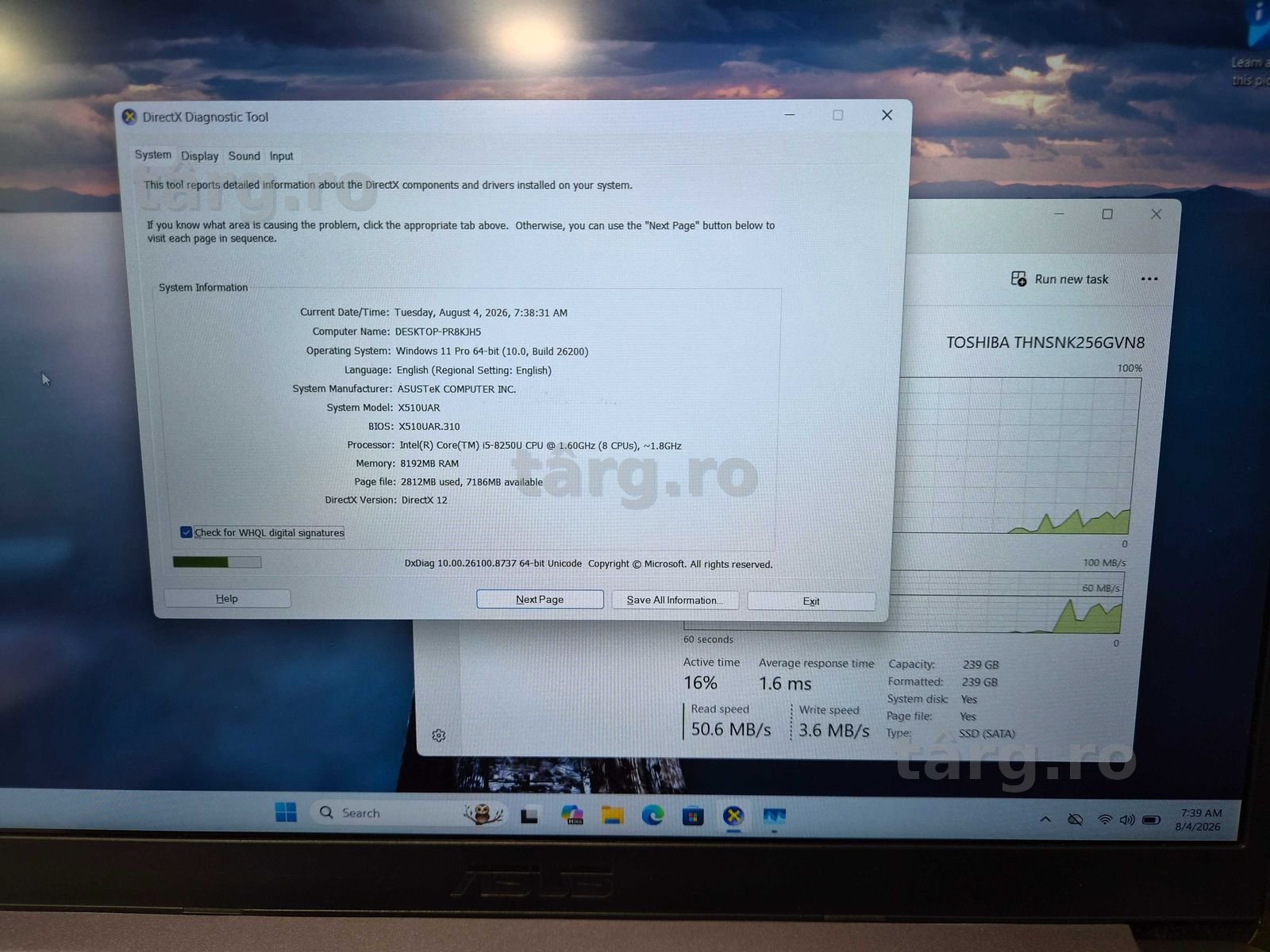Hope Amanet P10/Laptop ASUS S510U i5 8TH 8GB RAM SSD 3