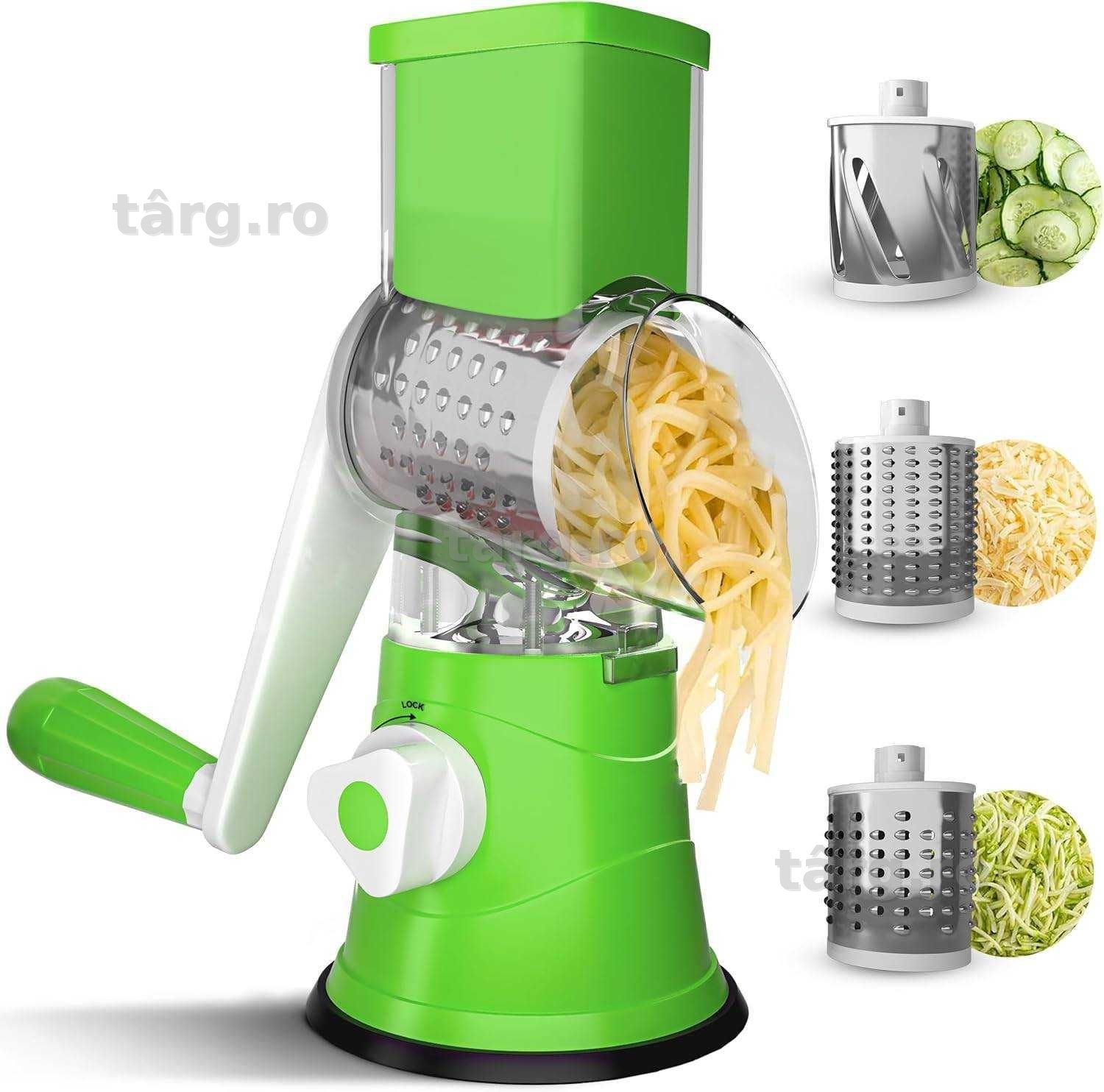 Feliator manual 3-in-1 cu manivela si 3 lame interschimbabile din inox