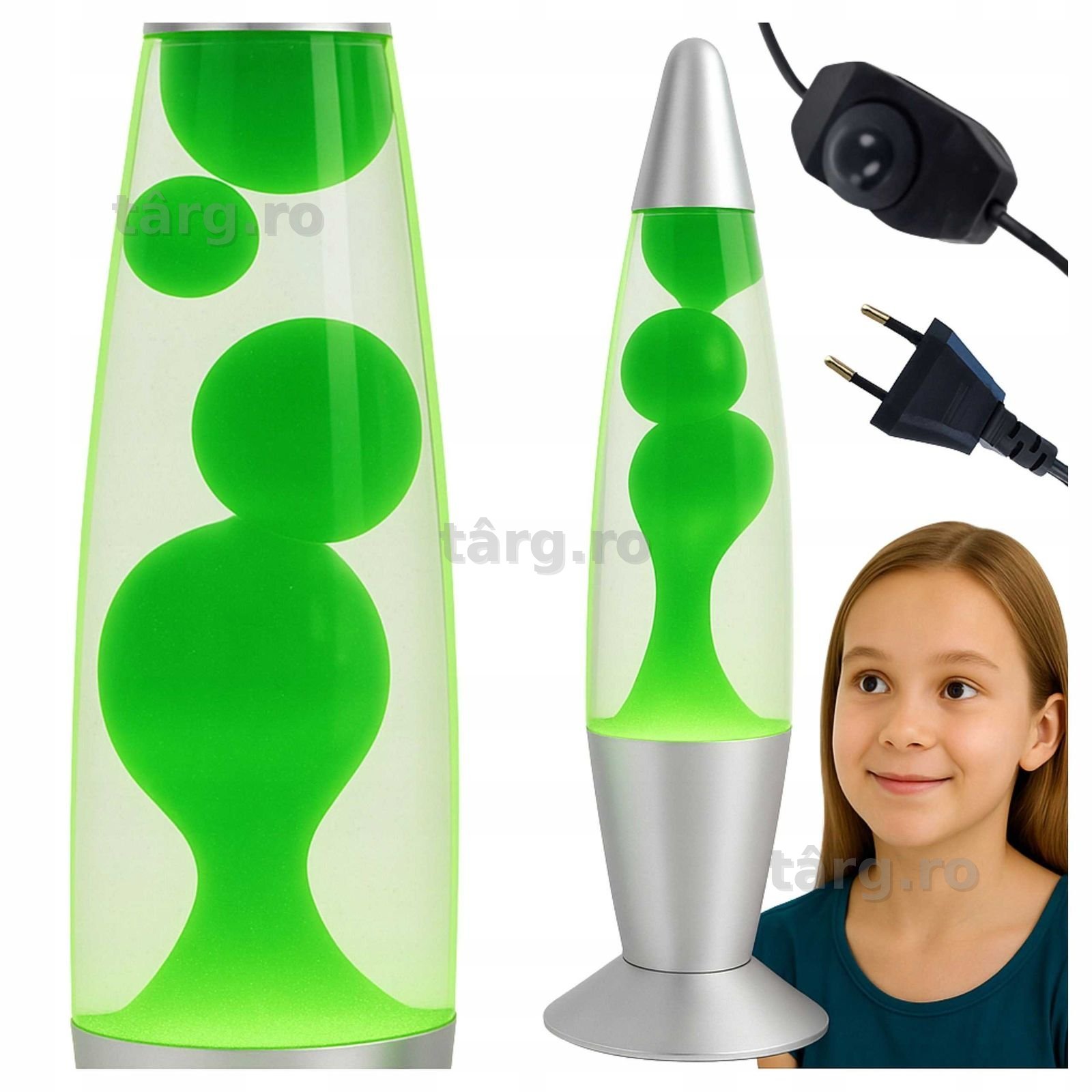Lampa decorativa cu lava, verde, 34 cm