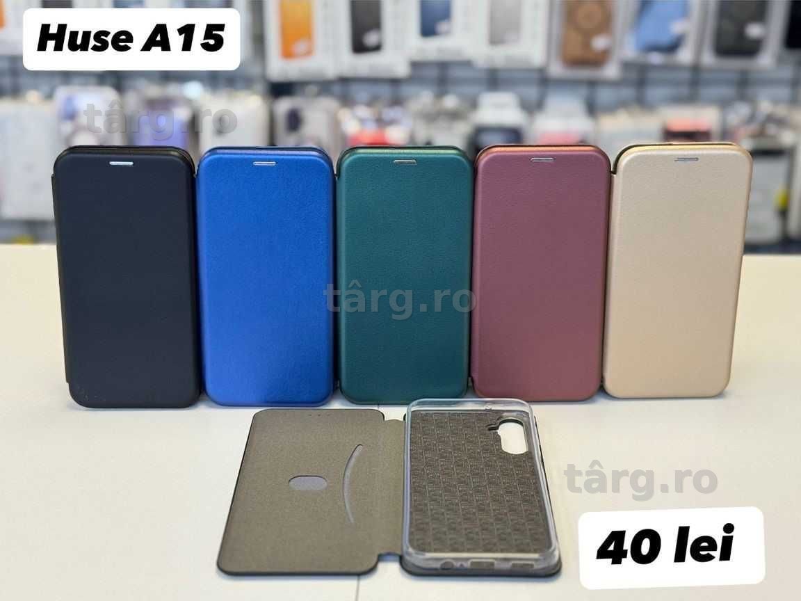 Husa piele ecologica tip carte, folie, cablu,incarcator Samsung A15 2