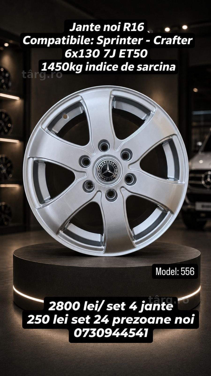 Jante R16 6x130 Heavy Duty Noi Mercedes Sprinter W906 W907 2006-2025 VW Crafter 2006-2017 1450kg/jantă TUV Autoutilitare Marfă Pasageri