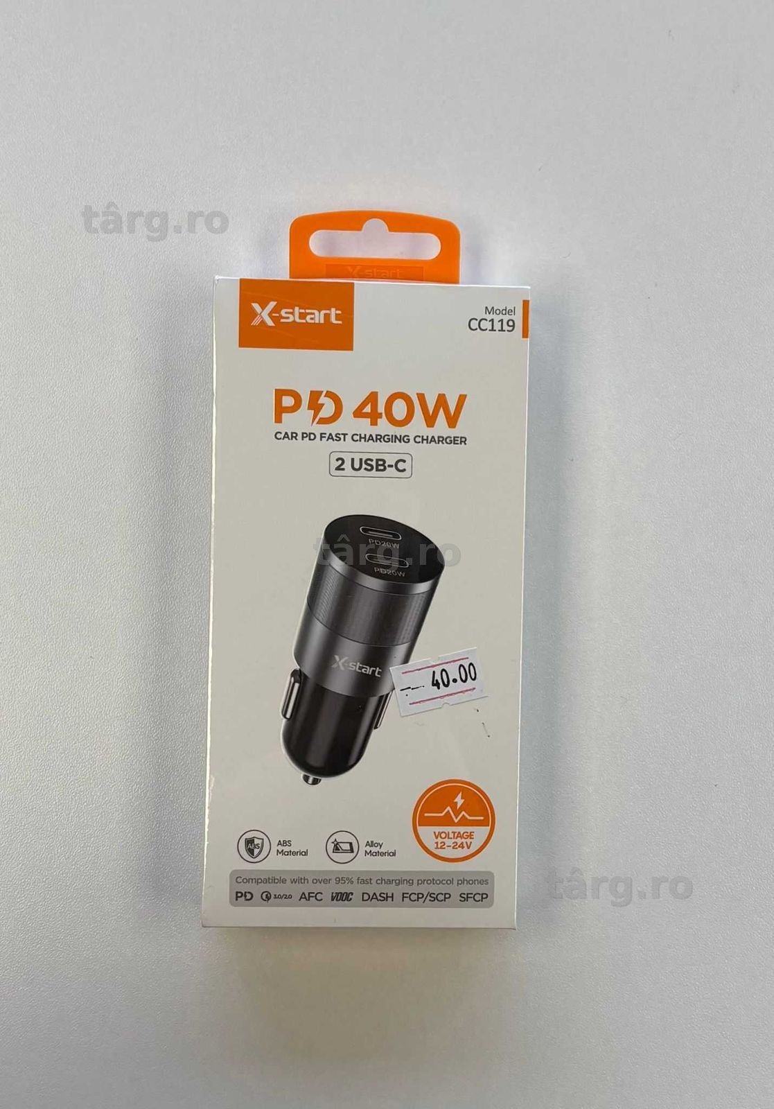 Incarcator Auto X-Start, Dual port Type-C, Incarcare rapida, Negru 2