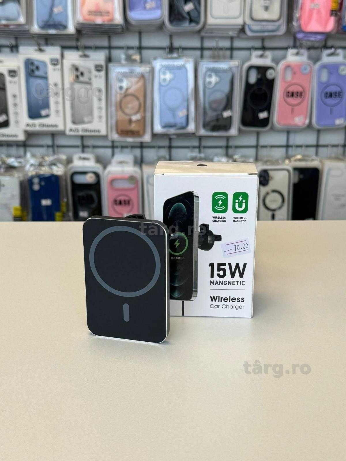 Incarcator Suport Magnetic Magsafe 15W Cablu Inclus, Culoare Alb/Negru 3