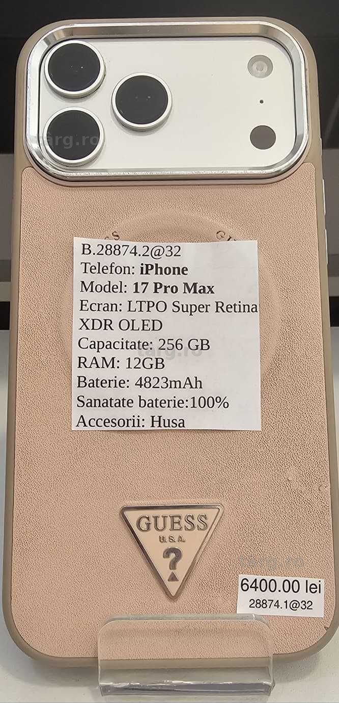 Iphone 17 Pro Max 256Gb 100% bateria (AG32 Vaslui B:28874) Garantie 2 Ani! 2
