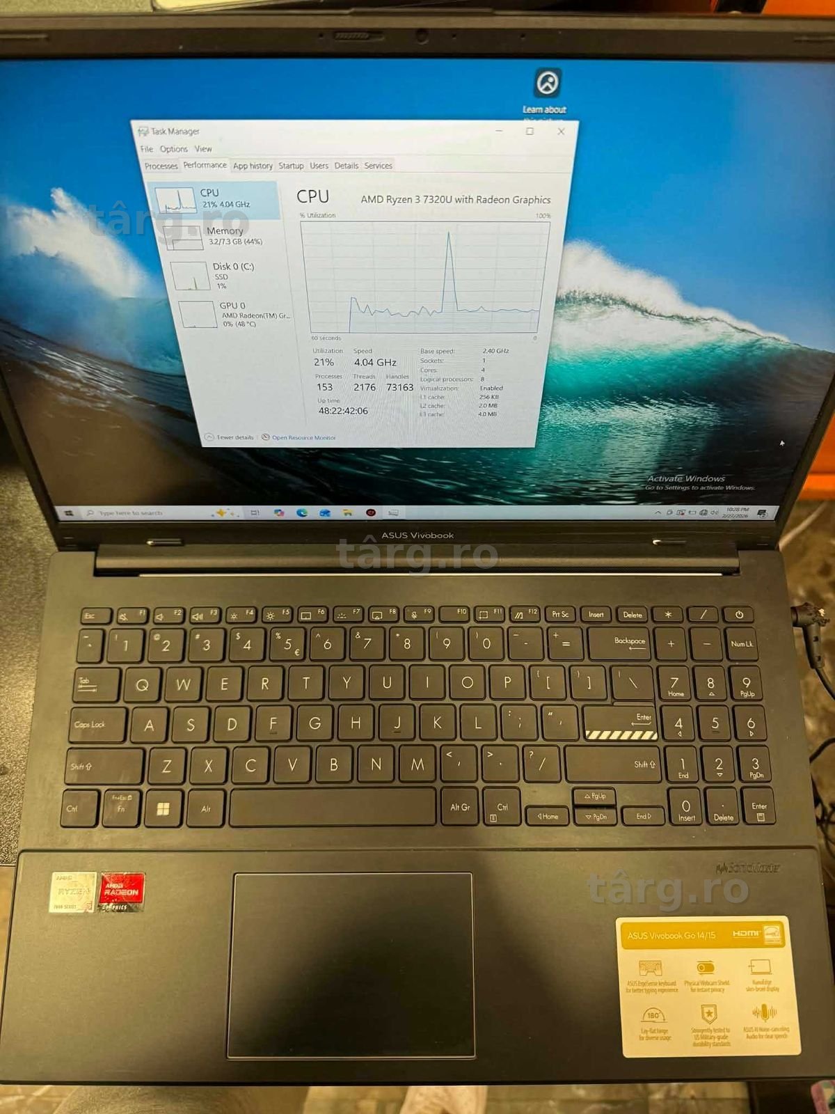 Hope Amanet P5-Laptop Asus Vivobook GO 15 ,Ryzen 3 7320U/8 RAM/256 SSD 2