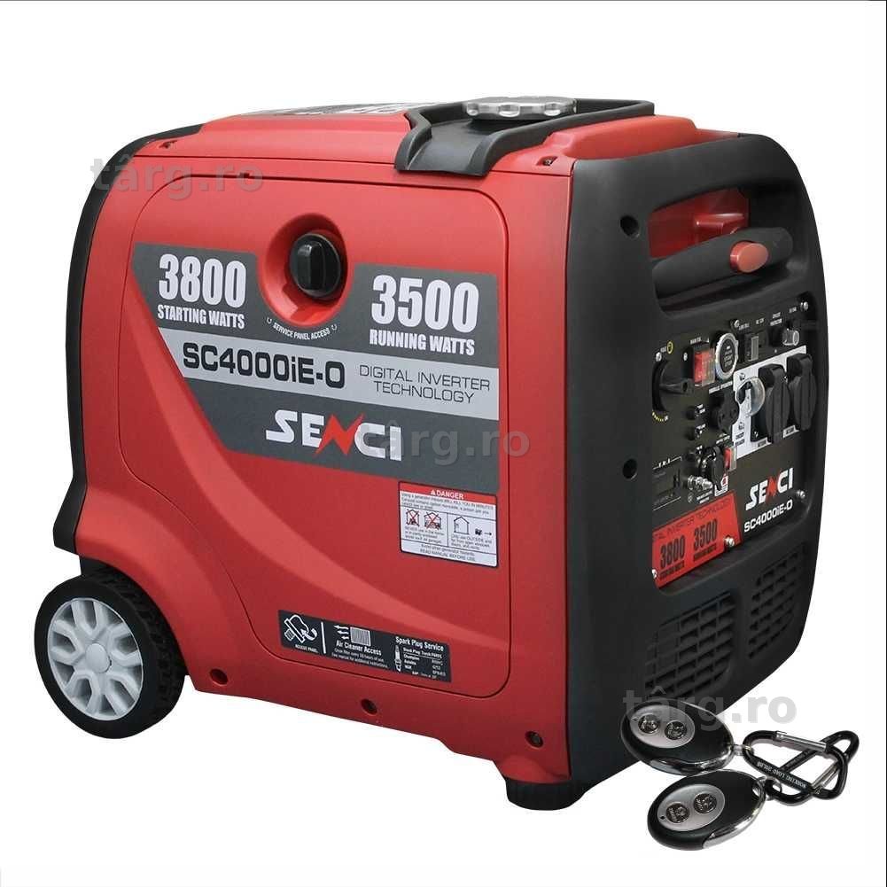 Generator de curent digital de tip inverter SENCI SC4000iE-O putere maxima 3.8 kW 230V pornire electrica insonorizat, motor benzina, cu telecomanda