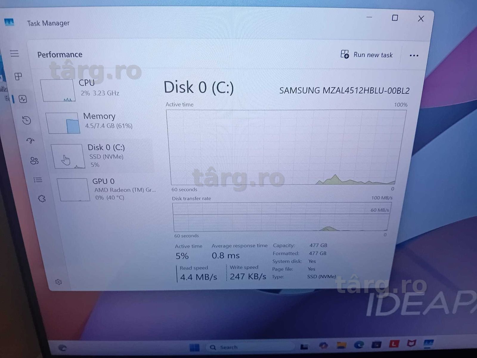 (Ag33) Laptop Lenovo Ideapad AMD Ryzen 5 7530U Radeon Graphics 8 GB RAM 512 GB SSD /Garantie 2 ani 3
