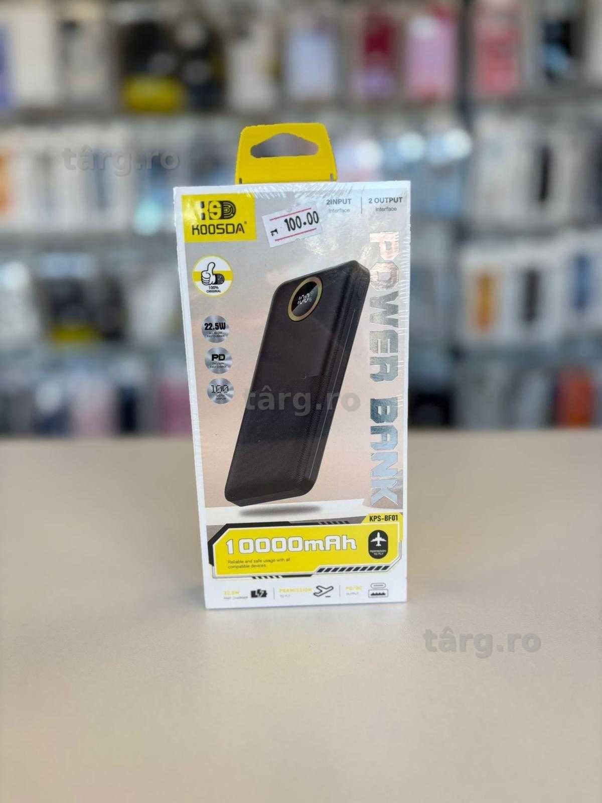 Baterie externa 10.000 mAh 22.5W, PD,USB TIP C, AFISAJ