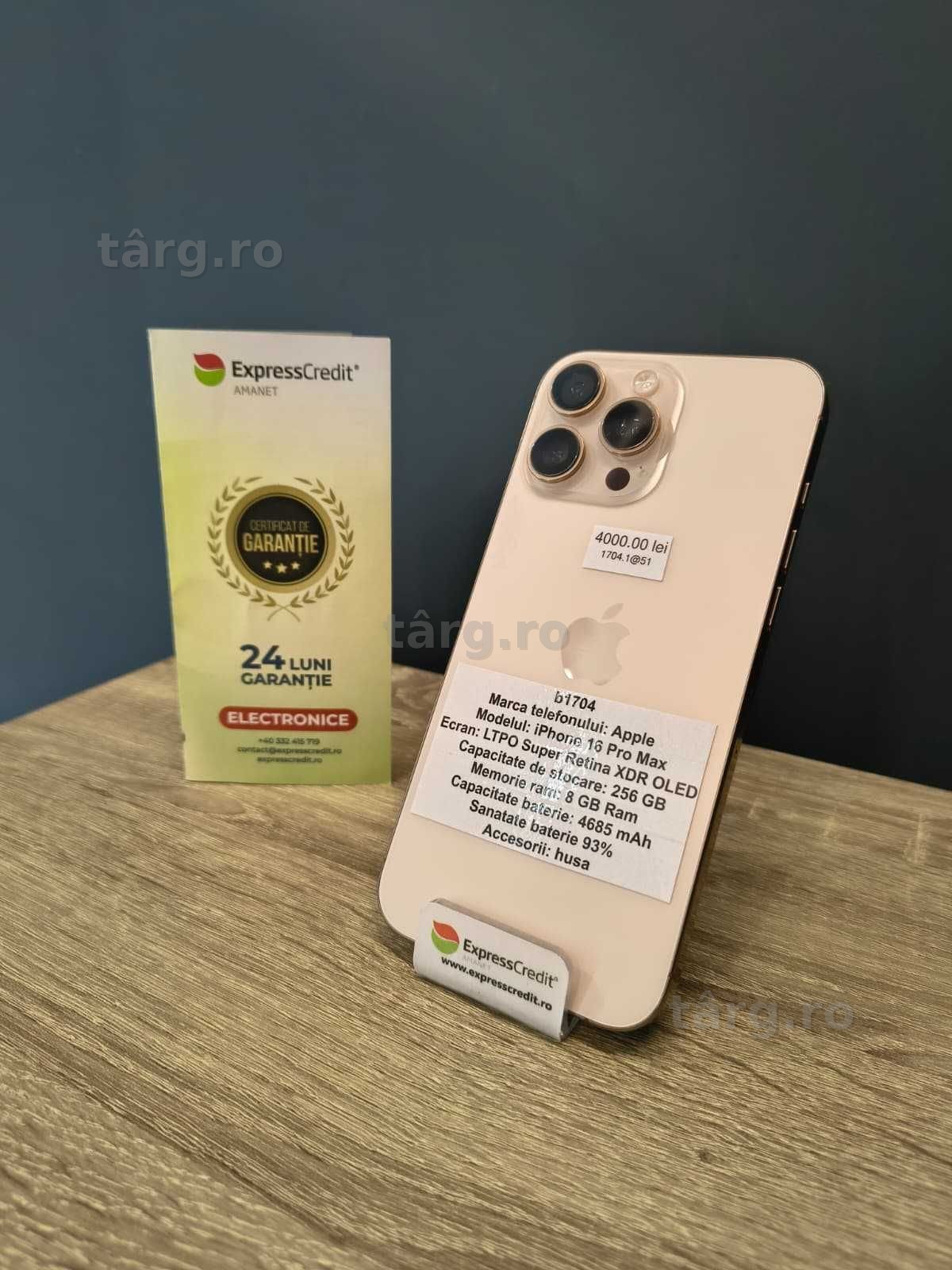 (AG51) Apple iPhone 16 Pro Max 256GB b1704 - Garantie 2 ani!