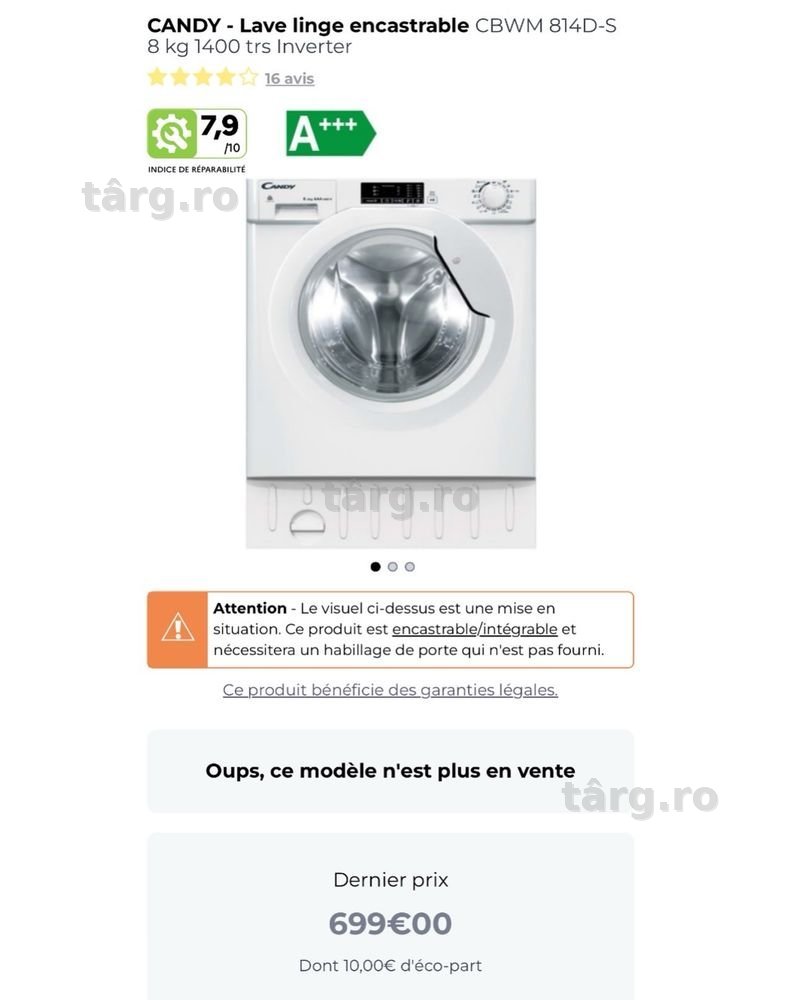 !!PROMOTiE!! Masina de spalat rufe incorporabila Candy CBWM814D