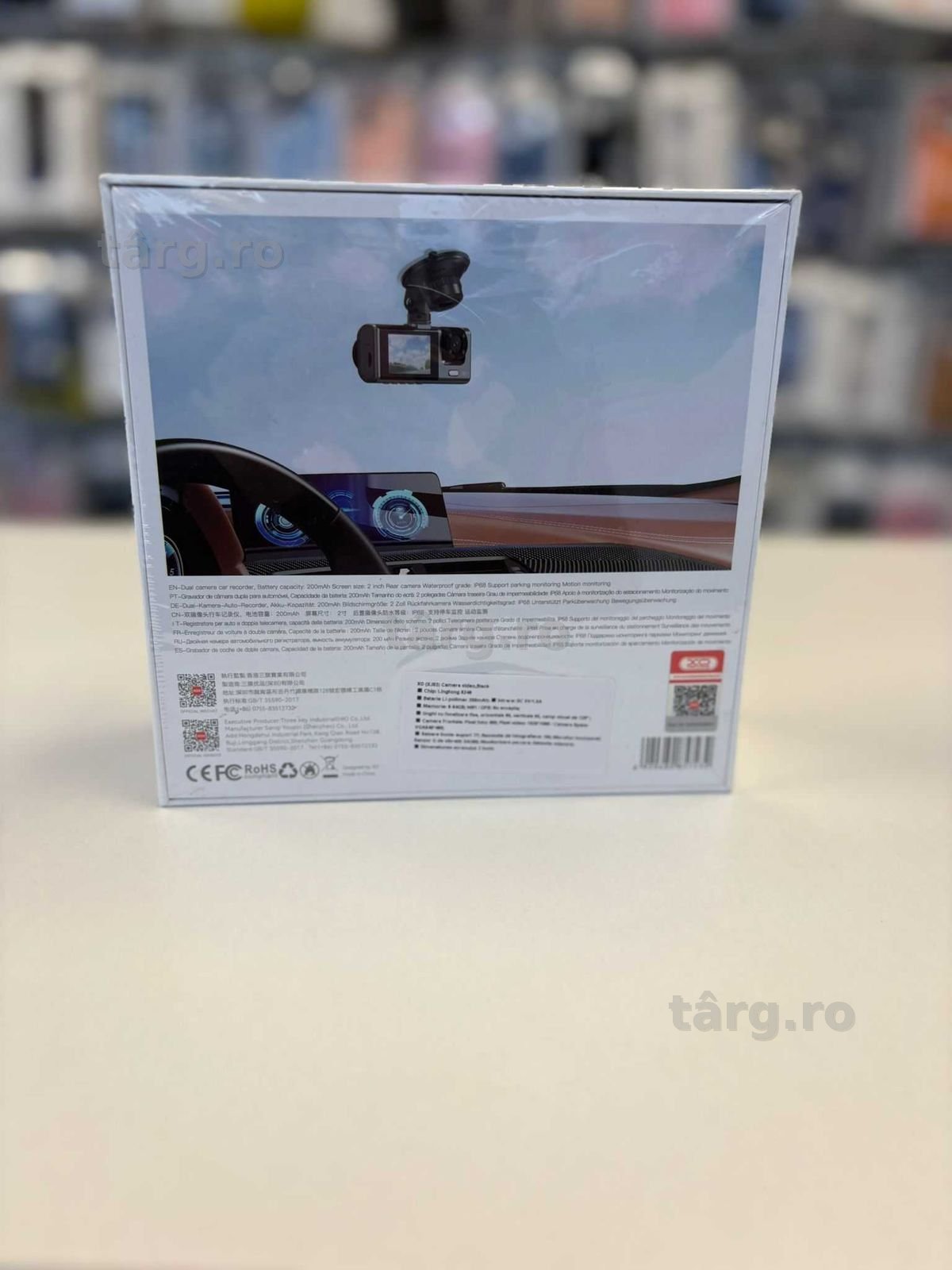 Camera Auto cu Ventuza, XO-XJ03, Fata si Spate, Baterie 200mAh, Negru 2