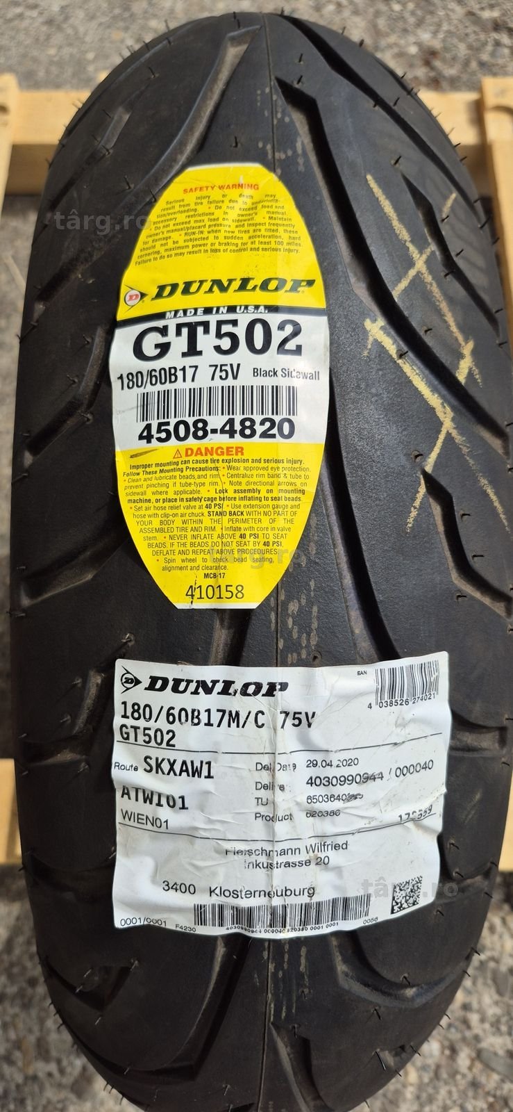 O anvelopa moto spate noua Dunlop GT502,180/60/B17,dot 2018. 2