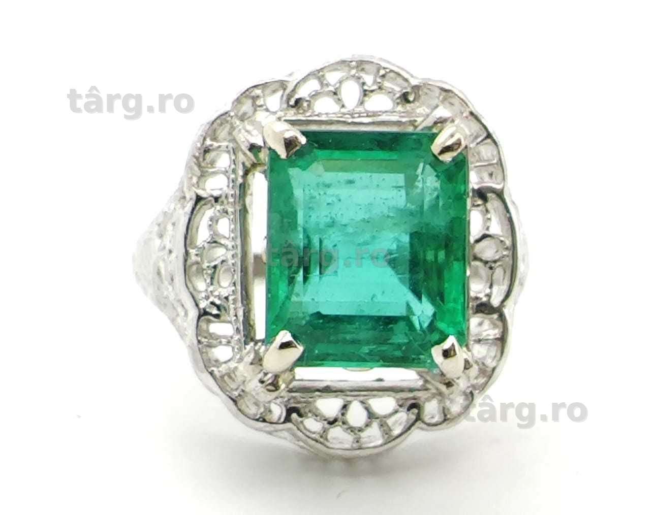 Inel platina cu Smarald 3,7ct evaluat la $39,925