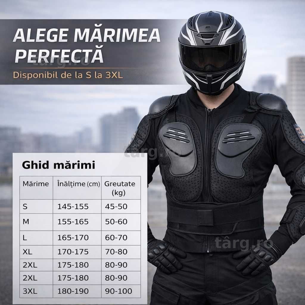 Armura de Protectie Moto, Rezistenta, Respirabila, Absorbtie a Socurilor, Pentru Moto Scuter, Motocross Negru Marimea M 2
