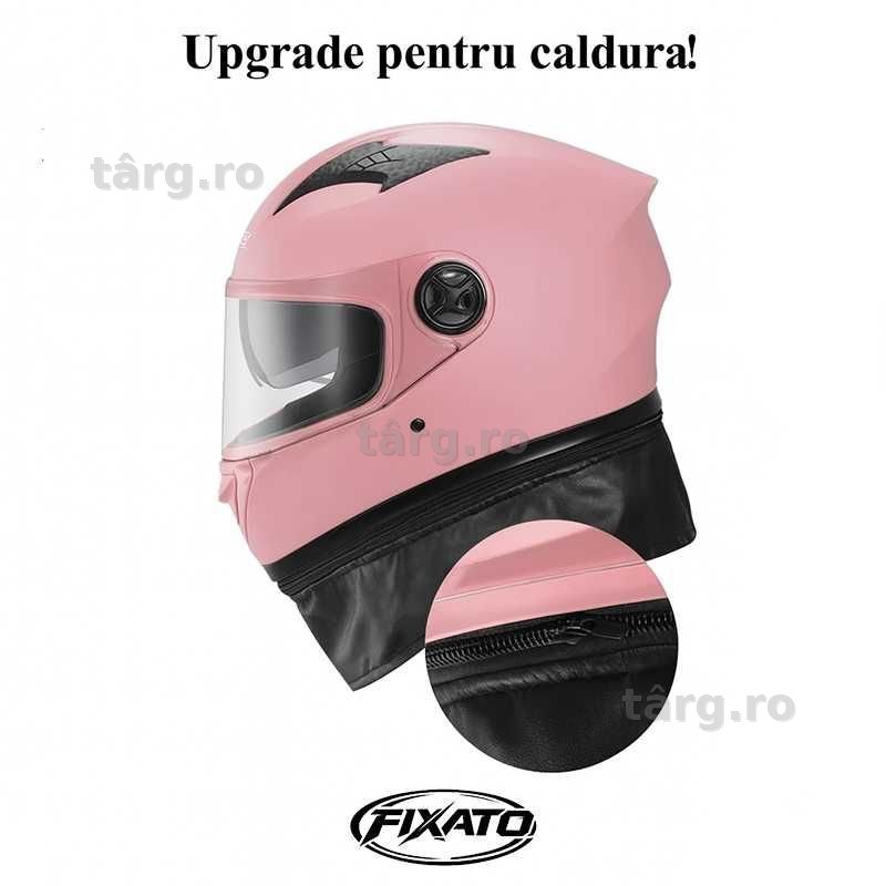 Casca Moto/Scuter/ATV, Viziera Dubla, Esarfa detasabila, Roz 4