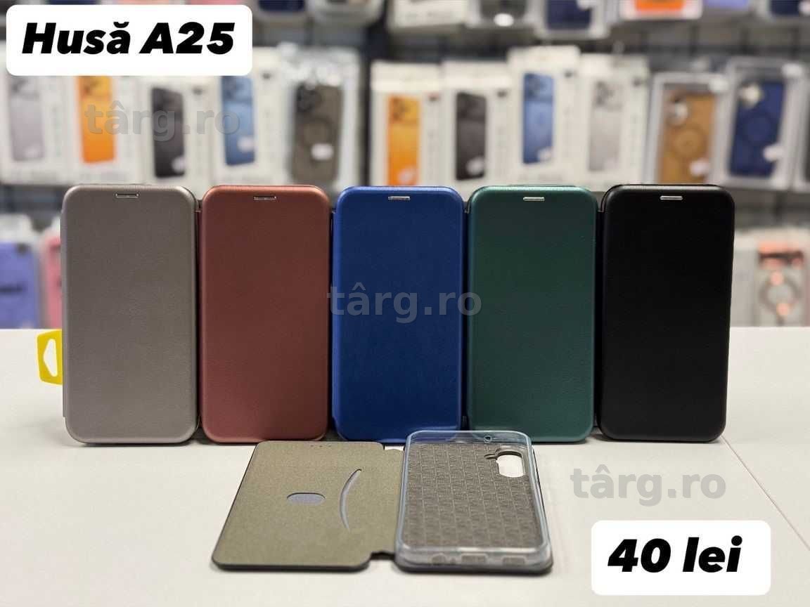 Husa piele ecologica tip carte, folie, cablu, incarcator Samsung A25 2