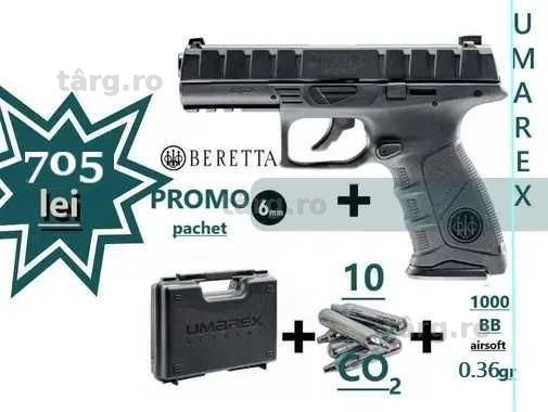 Pistol APX Beretta  Umarex 4J CO2 airsoft+1000B 0.36gr+10CO2+geanta