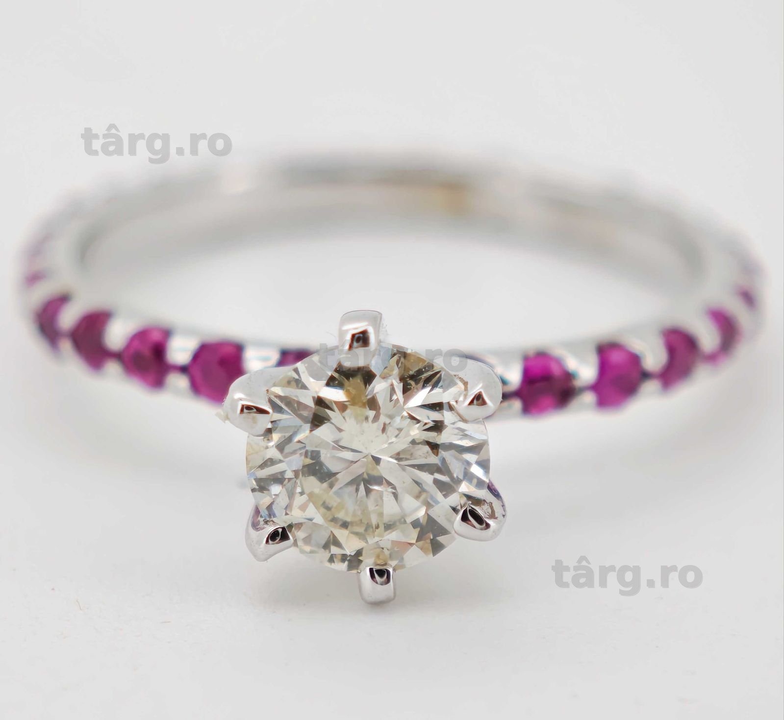 Inel 14k diamante naturale si safire 1.31ct