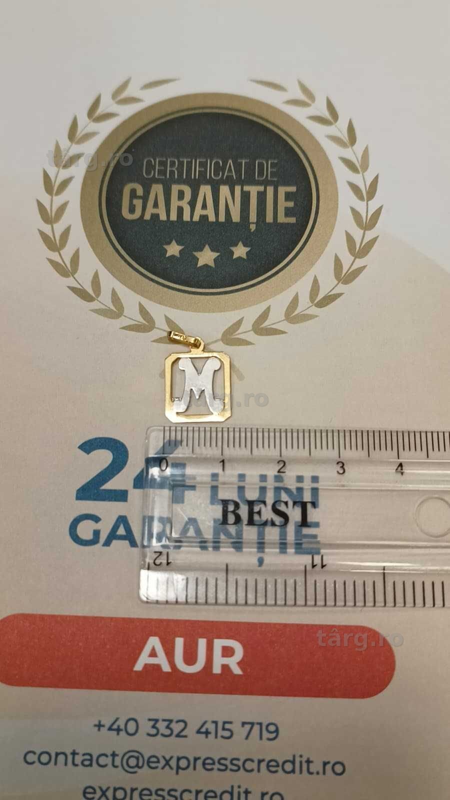 (Ag24 Harlau B.45408.3) Pandantiv aur 18K 0.78gr - Garantie 2 ani! 3