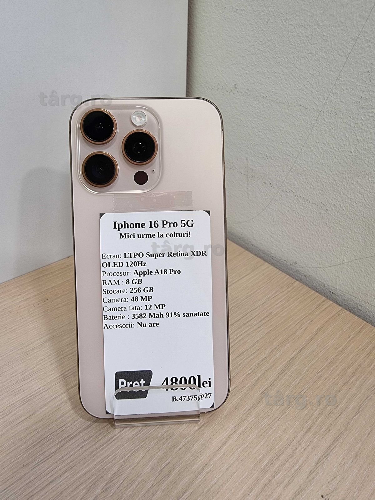 Iphone 16 Pro Desert Titanium 91% (Iulius)(B-47375) Garantie 2 ani