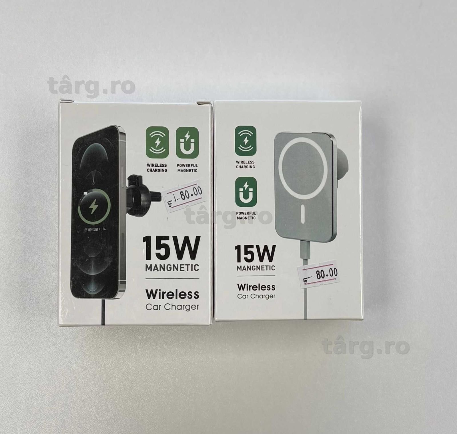 Incarcator auto wireless magnetic cu incarcare rapida,15W, Gri/Negru 2