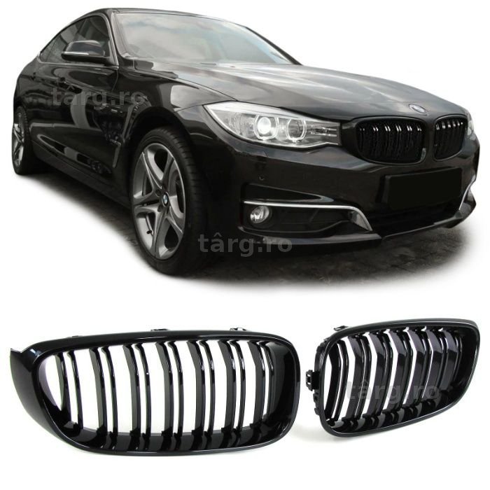 Grile duble BMW 3ar GT F34 negre lucioase
