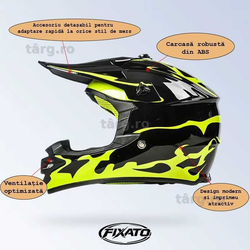 Casca Moto Enduro Cross ATV - S / M / L / XL - Galben Neon 6