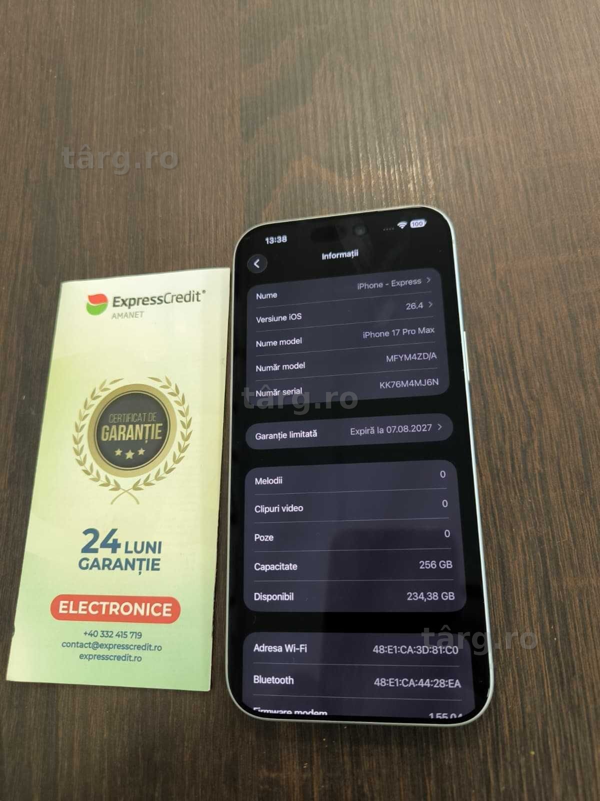 iPhone 17 PRO MAX 256Gb Sanatate baterie: 100% (Ag24 Harlau b.46649) - Garantie 2 ani 3