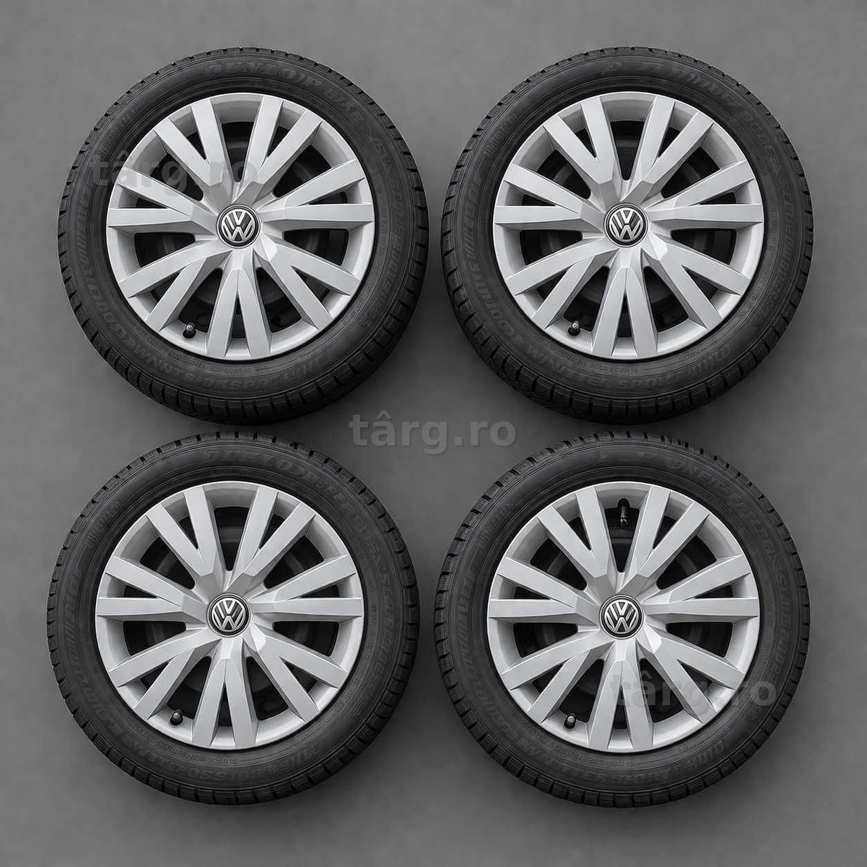 Set 4 roți VW originale 205/55/R16 Dunlop noi 0 km Golf 5/6/7/8 Passat Skoda Octavia Seat Leon Audi A3