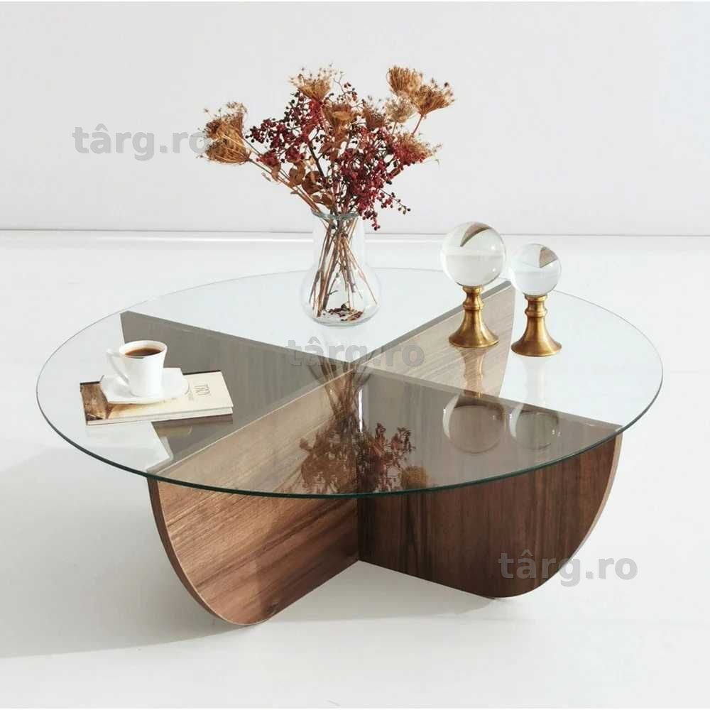 Masuta de cafea, Lily, Nuc, 90 x 30 x 90 cm